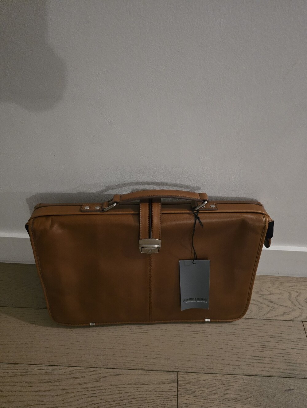 Johnston & Murphy Tan Leather Briefcase